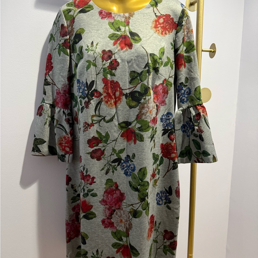 Calvin Klein Floral Long Sleeve Dress Multicolor Career Modest